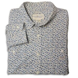Denim & Supply Ralph Lauren Blue and White Floral Casual Shirt